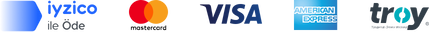 Pay with iyzico, Mastercard, Visa, American Express and Troy